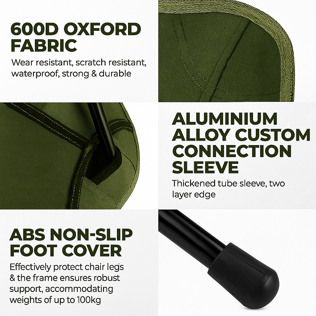 Low Back Ultralight Folding Camping Chairs with Storage Pouch 